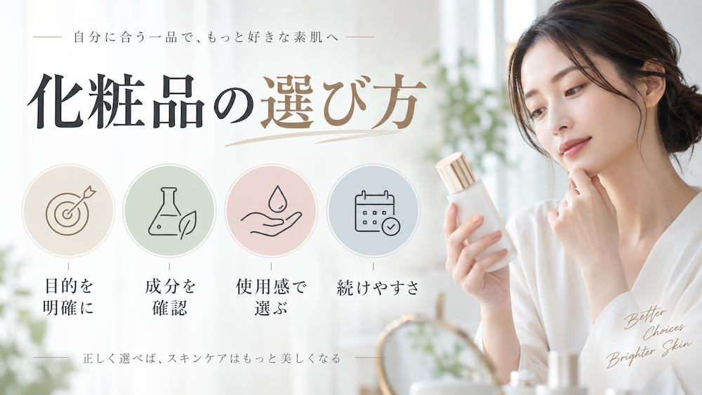 エイジングケア化粧品を目的や成分、使用感から選ぶイメージ