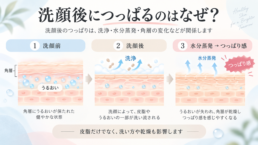 洗顔で皮脂や角層脂質を落としすぎるとつっぱりを感じやすくなる仕組み