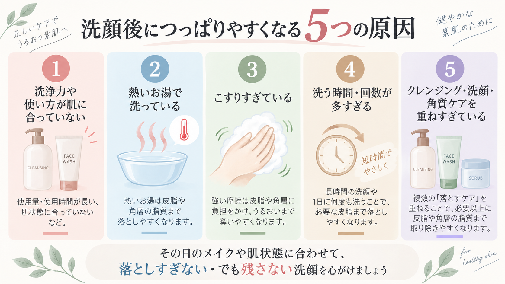 皮脂や角層脂質を落としすぎて洗顔後につっぱる5つの原因