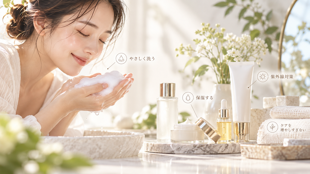 肌のキメを整えるための洗顔と保湿の基本的なスキンケア